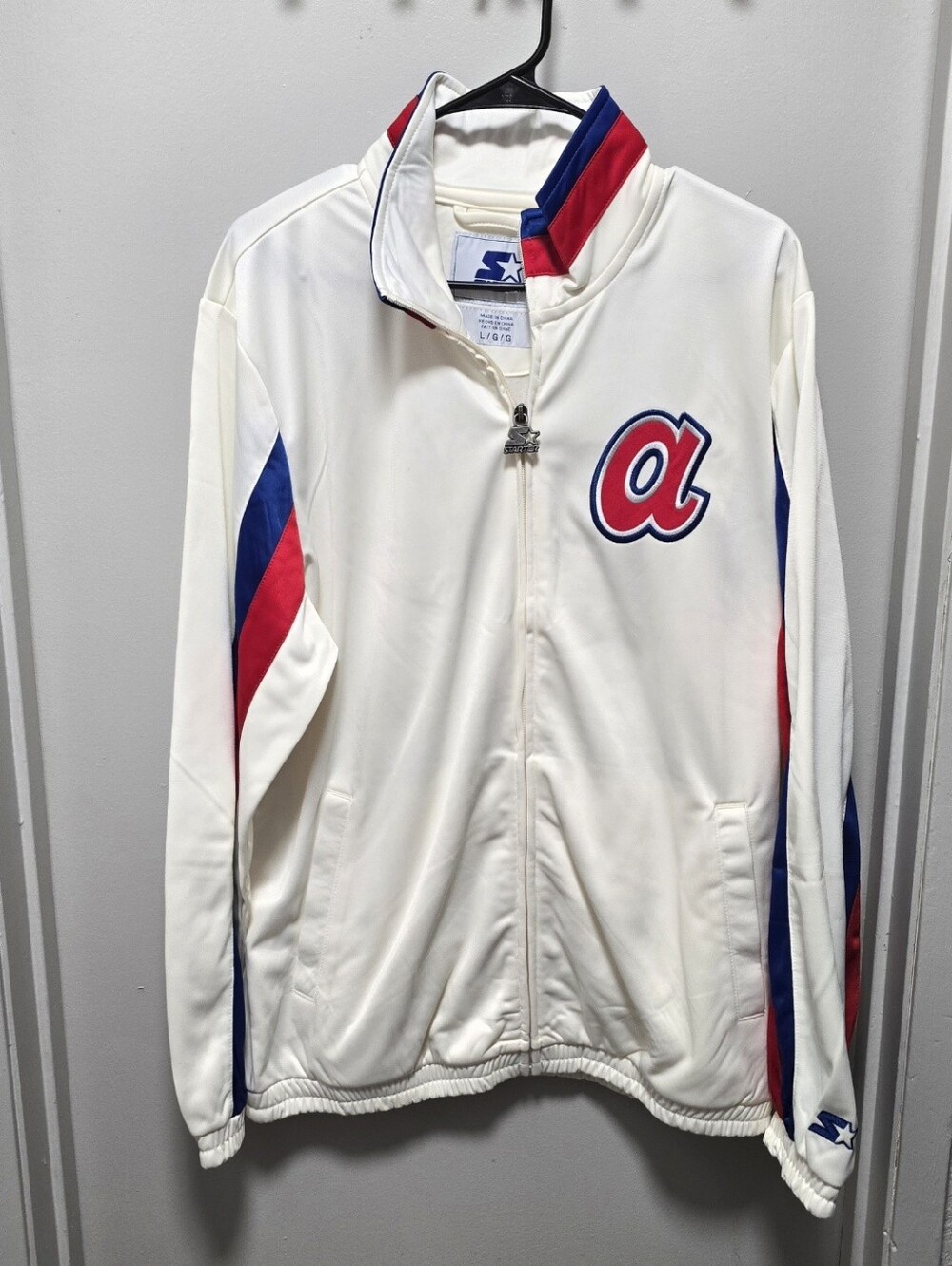STARTER White Track Jacket with Red & Blue Accents